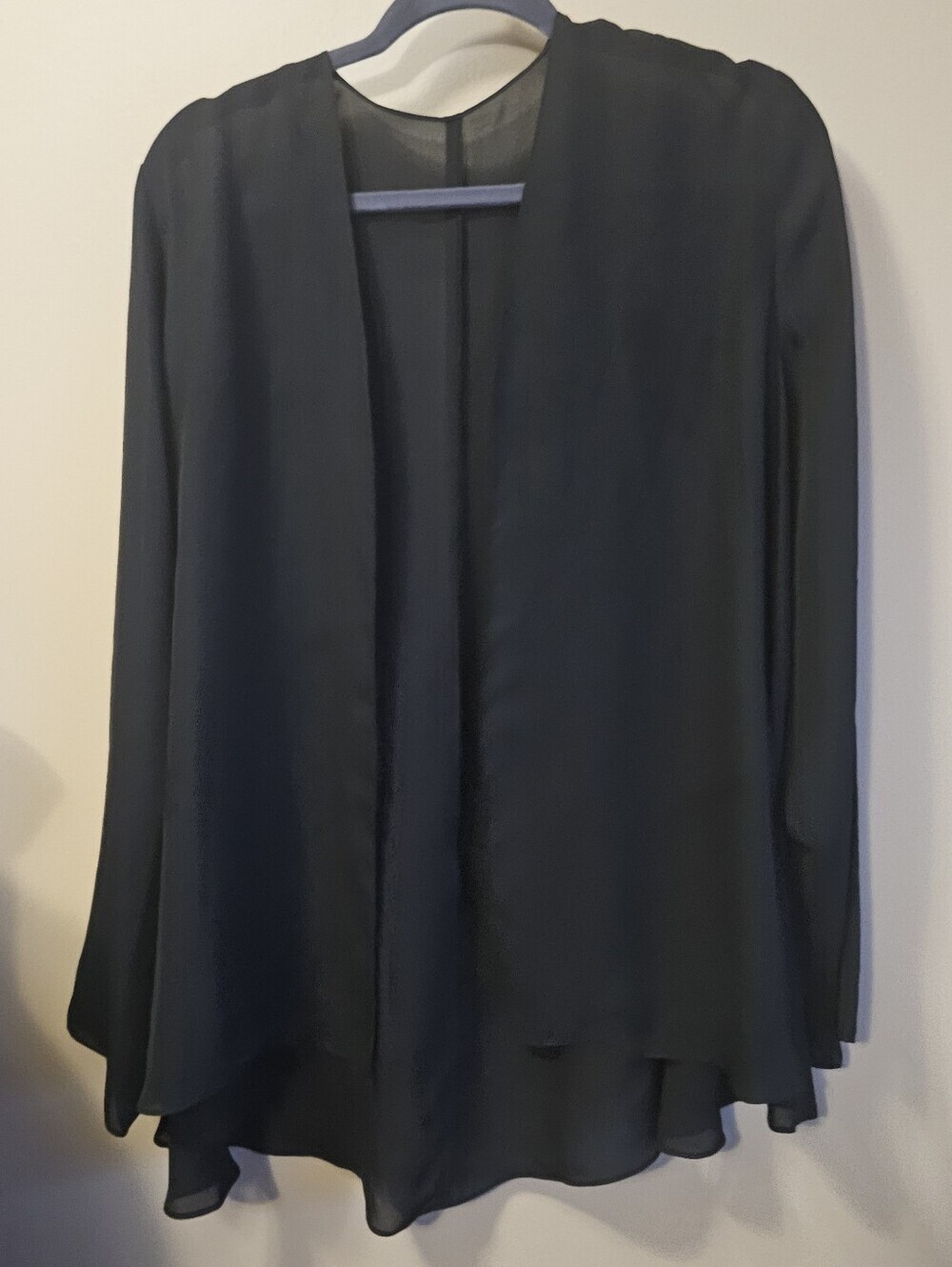 Stage Accents Women's Size L Black See Through Longsleeve Open Cardigan